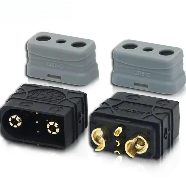 Main image of QS5 Balance Car Lithium 60A Power Plug 3p Signal Pin Electric Sweeper Charge and Discharge Copper Gold Plating Connector