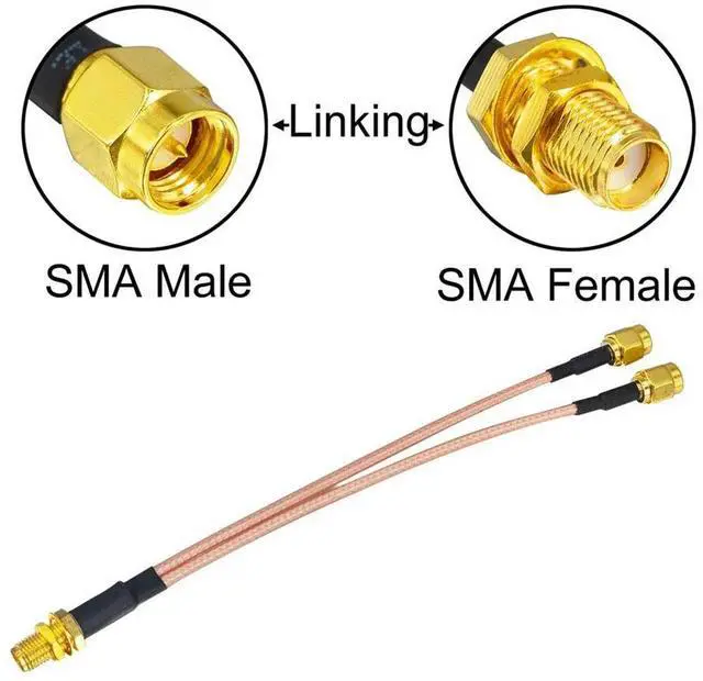 Alt view image 4 of 6 - Antenna Coaxial Cable SMA Female To Y-Type 2XSMA Male Straight Splitter Combiner Extension Pigtail Cable RG316