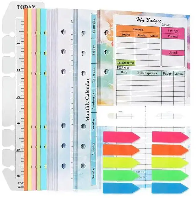 Alt view image 4 of 6 - 82 Sheets A6 Budget Planner Refill Notepad Planner Notepad 6 Hole For A6 Binder Cover Save B