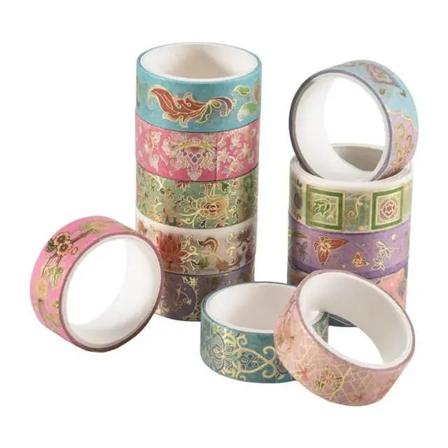 Alt view image 6 of 6 - Gold Foil Flower Washi Tape Set Botanical Washi Tape Gold For Journal, Arts And DIY Crafts