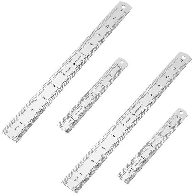 Alt view image 2 of 6 - 2X Stainless Steel Ruler 12 Inch + 6 Inch l Rulers