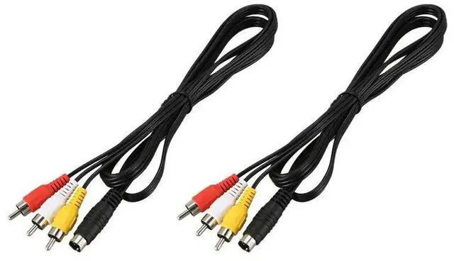 Main image of 2 Pcs 1.5M 4.9Ft 3 Rca Male To 4 Pin S-Video Male Tv Pc Conversion Cable