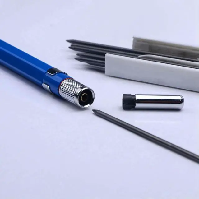 Main image of 2Pcs 2.0Mm Mechanical Pencil Lead Pencil For Draft Drawing Carpenter Crafting Art Sketching With 24 Pcs Refill - Blue