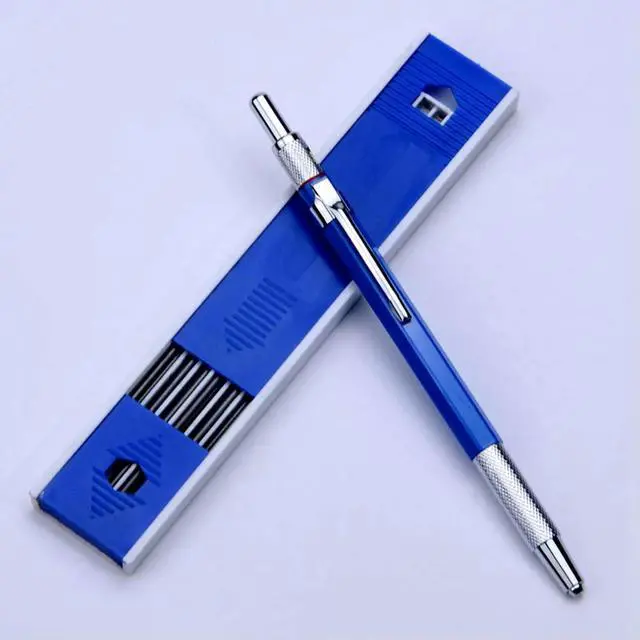 Alt view image 2 of 3 - 2Pcs 2.0Mm Mechanical Pencil Lead Pencil For Draft Drawing Carpenter Crafting Art Sketching With 24 Pcs Refill - Blue