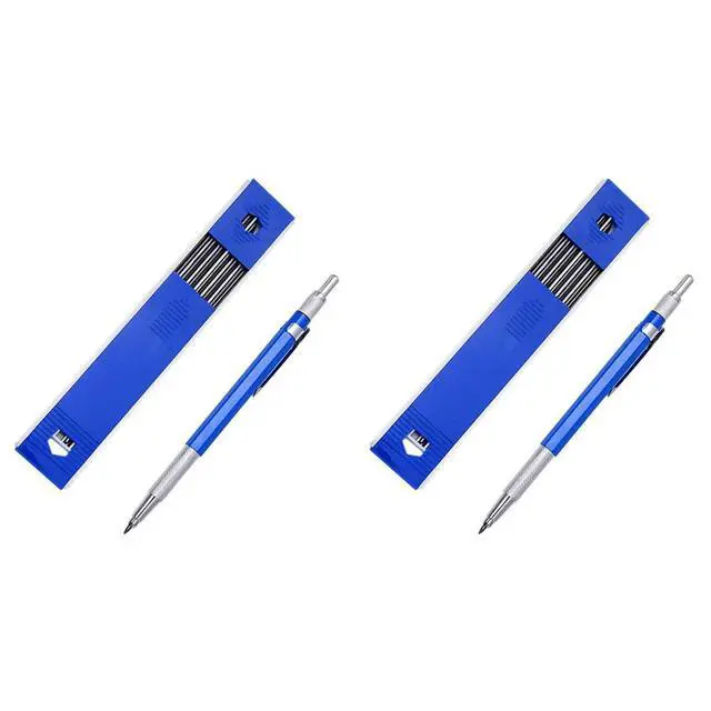 Alt view image 3 of 3 - 2Pcs 2.0Mm Mechanical Pencil Lead Pencil For Draft Drawing Carpenter Crafting Art Sketching With 24 Pcs Refill - Blue