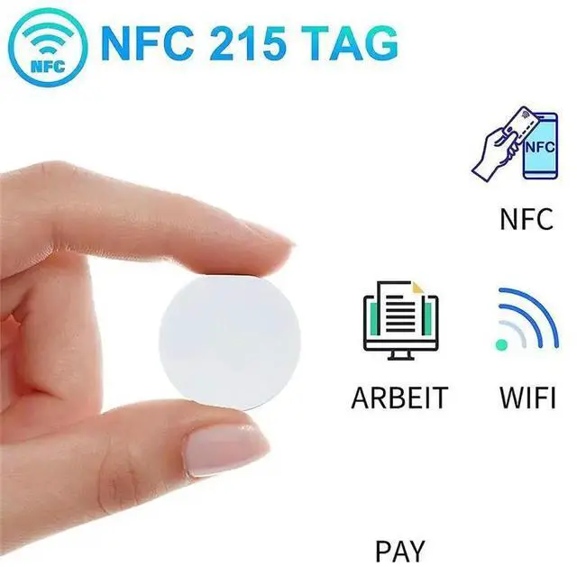 Alt view image 3 of 3 - 50 PCS Ntag215 Tags Coin Cards, Blank Rewritable PVC 215 Tag Round 25Mm / 1 Inch