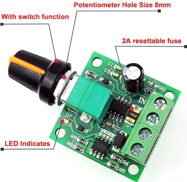 Alt view image 6 of 6 - DC 1.8V 3V 5V 6V 12V 2A PWM Motor Speed Controller Low Voltage Motor Speed Control Switch PWM Adjustable Drive Module