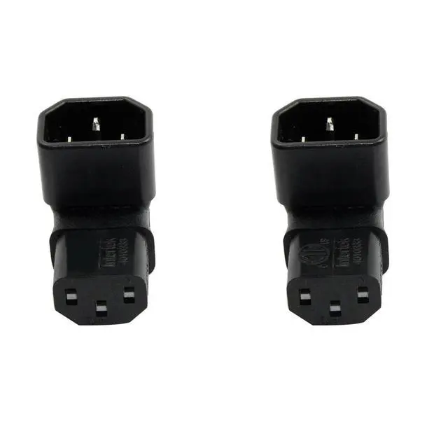 Alt view image 2 of 3 - 2X IEC Male C14 To Up Right Angled 90 Degree IEC Female C13 Power Extension Adapter