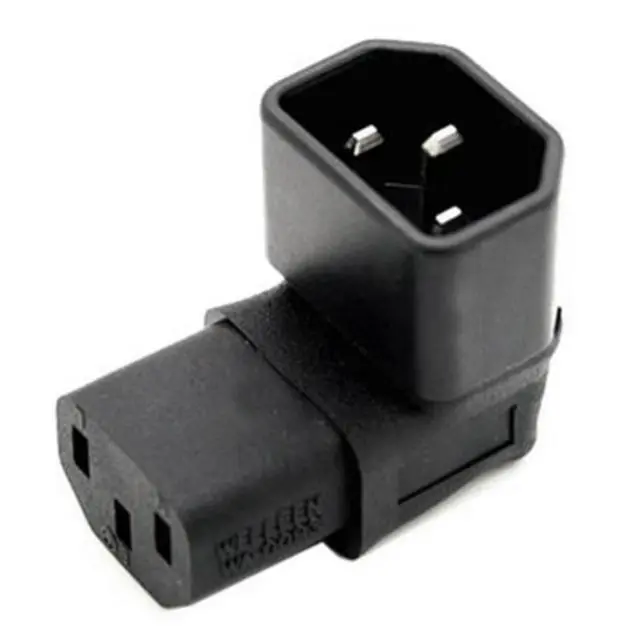 Alt view image 3 of 3 - 2X IEC Male C14 To Up Right Angled 90 Degree IEC Female C13 Power Extension Adapter