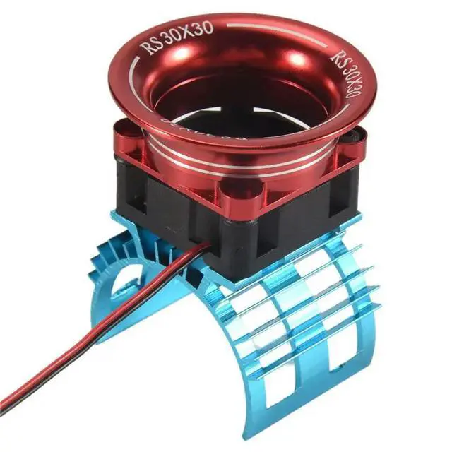 Alt view image 2 of 3 - Motor Heatsink Cover+Cooling Fan For Wltoys A959-B 144001 124019 HSP 1/8 1/10 RC Car 540 550 3650 Size Motor Heat Sink