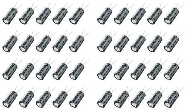 Alt view image 3 of 3 - 40 Pcs 1000Uf 50V 13X25mm Aluminum Electrolytic Capacitors Black