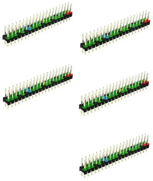 Main image of 5 Pcs 2 X 20 Pin Male GPIO Header GPIO Connector Stacking Header Extend For Raspberry Pi Zero
