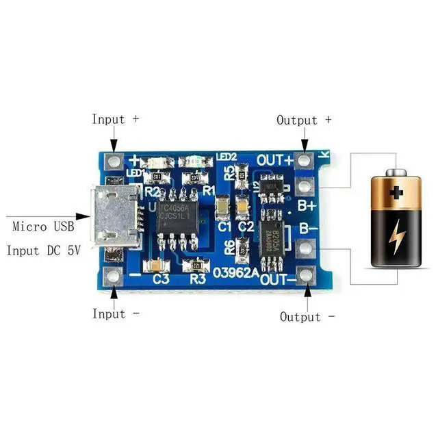 Alt view image 2 of 3 - 10Pcs 5V 1A Lithium Charging Board TP4056 Lithium Charging Board Micro-USB Charge Module Protect
