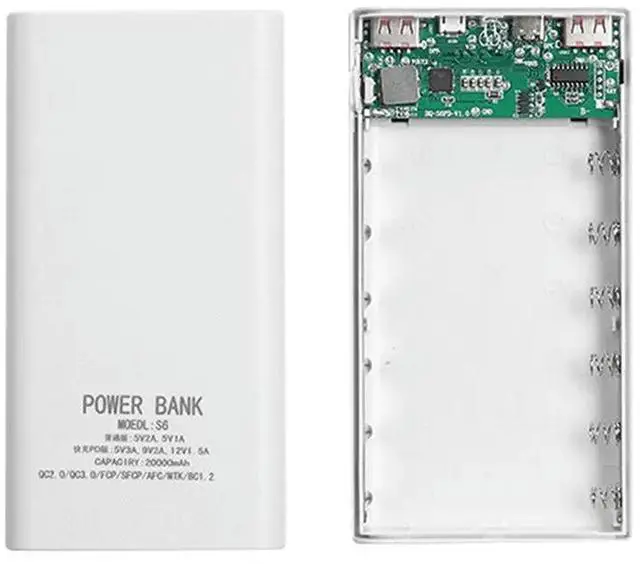 Main image of 2X Power Bank Box 5V 2.1A LCD Display 20000Mah Power Board For 6XDIY Powerbank Case(White)