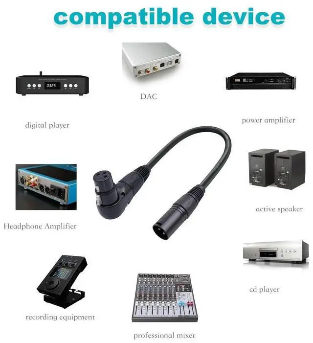 Alt view image 2 of 3 - 2Pcs 3 Pin XLR Right Angle Male To Female Plug Microphone Audio Cable 90 Degree XLR Female To Straight XLR Male Cable