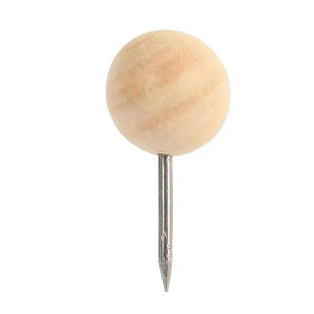 Alt view image 3 of 3 - 390Pcs Round Wood Decorative Push Pins, Wood Head And Steel Needle Point Thumb Tacks For Photos, Maps And Cork Boards
