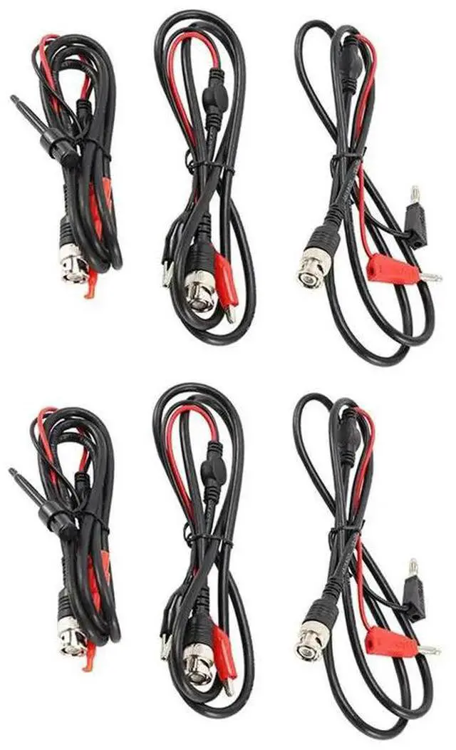 Main image of 6X Oscilloscope Probes BNC To Alligator Crocodile Clips BNC To Mini Hook Leads BNC To Dual Stacking Banana Cable