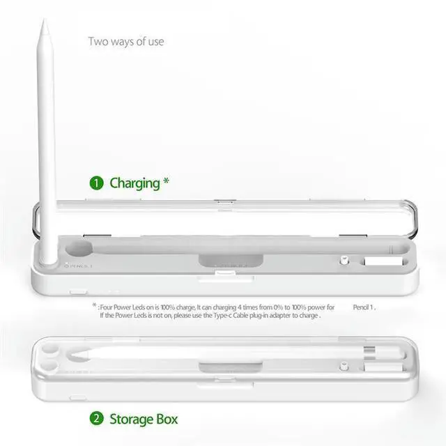 Alt view image 3 of 3 - For Pencil 1/2 Stylus Pen 2 In1 Charging Pencil Box Stylus Pen Pencil Box
