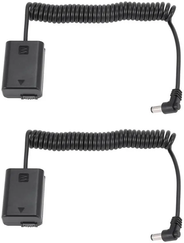 Main image of 2X Np-Fw50 Dummy Pack Coupler Adapter With Dc Male Connector Power Coiled Cable For A7 Mark Ii A6300 A6000
