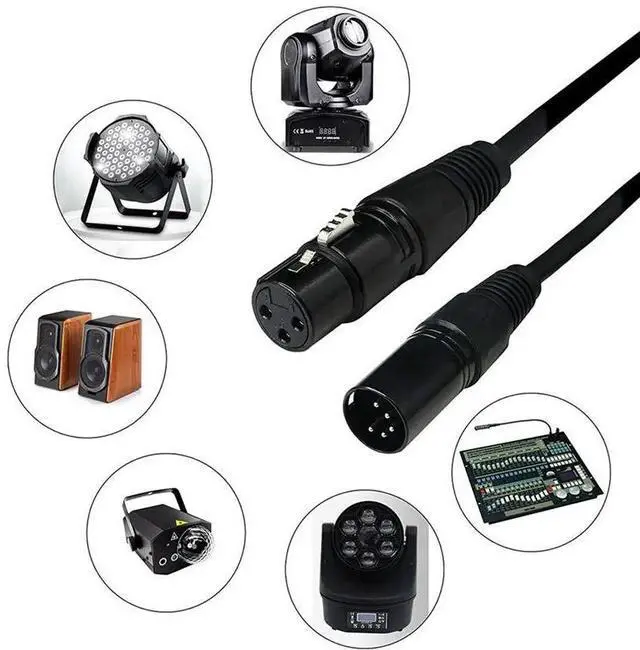 Alt view image 2 of 3 - 2X DMX Stage Light Cable,DJ XLR Cable,3-Pin Female XLR To 5-Pin Male XLR DMX Turnaround Connection For Moving Head