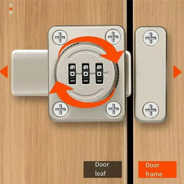 Alt view image 3 of 3 - 2Pcs No Punchingcombination Lock Latch Bolt Latch Door Hitch Sliding Door Lock Open Door Lock Room Door Ecurity