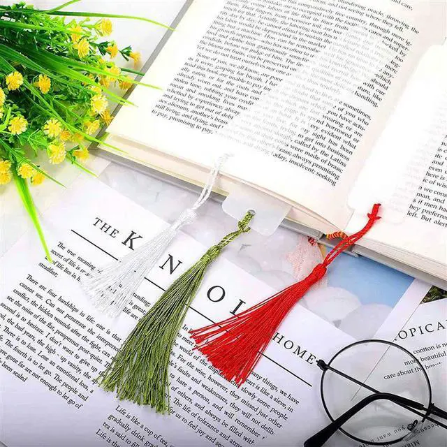 Alt view image 2 of 3 - 75 PCS Rectangle Acrylic Bookmark Blank Clear DIY Unfinished Book Markers With Colorful Tassels Ornaments Crafts Decors
