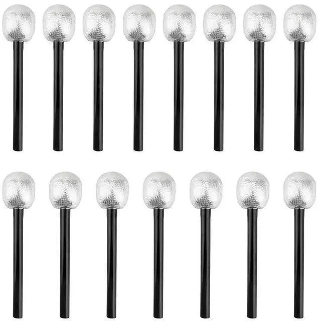 Main image of 15 Pack Microphone Stage Mic Silver Glitter Microphone For Cosplay Stage Play Rock Star Prop Karaoke Theme Party