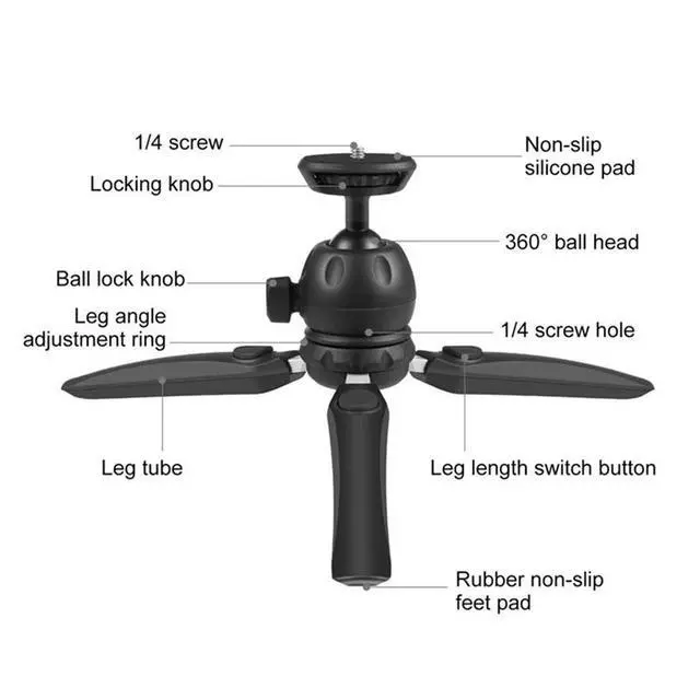 Alt view image 3 of 3 - 1 PCS Multifunctional Mini Bracket Steady Shot Anti-Shake Bracket With Phone Clip, Black
