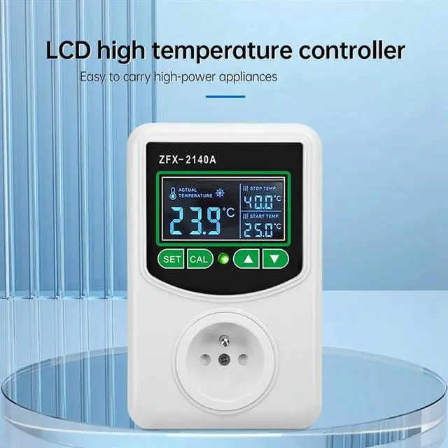 Alt view image 3 of 3 - ZFX-2140A High-Power LCD Digital Display Temperature Controller Socket Thermostat Sensor Probe EU Plug