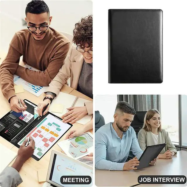 Alt view image 3 of 3 - Resume Portfolio Folder With A4 Size Clipboard Black Leather Padfolio For Men Women Business Portfolio Organizer