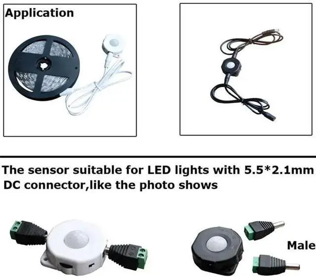 Alt view image 2 of 3 - 5Pcs Motion Sensor Light Switch DC 5V 12V 24V Movement Automatic Infrared 12V Sensor Motion Adjustable Timer (A)