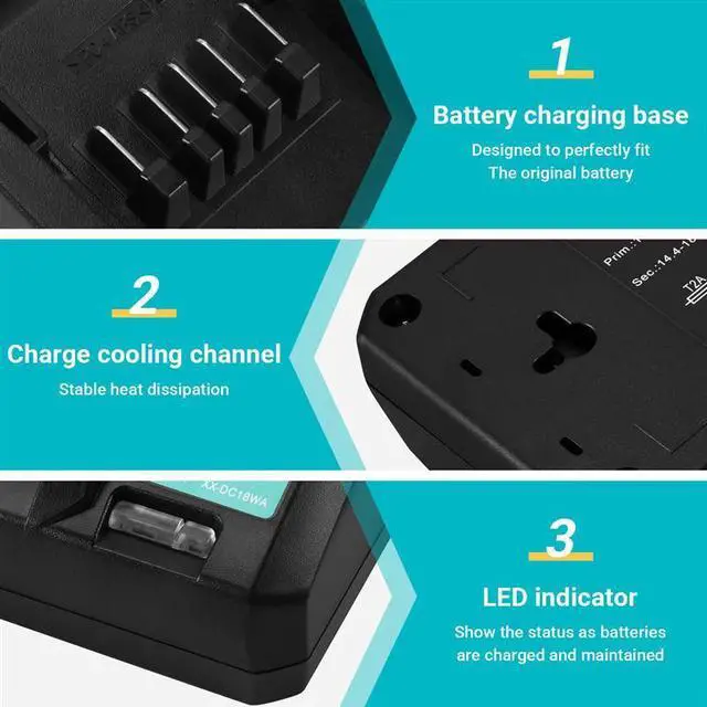 Main image of 14.4V-18V Charger DC18WA For Maktec DC18SG DC1851 BL1813G BL1415G BL1815G BL1413G UH522D UM167D UR180D -US Plug