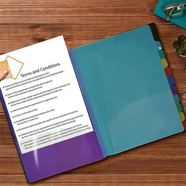Alt view image 3 of 3 - 24 Clear Pocket Expanding File Folder 12 Colored Tabs,Holds 300 Sheets, File Organizer,Numbered Index On Cover 2PC