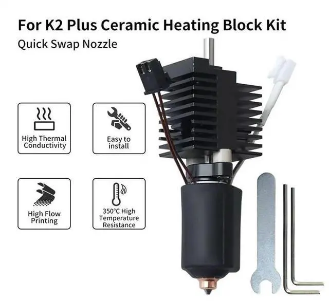 Alt view image 2 of 3 - For Creality K2 Plus Heating Block Hotend Kit High Temperature Resistance And With High Flow 0.4Mm Nozzle