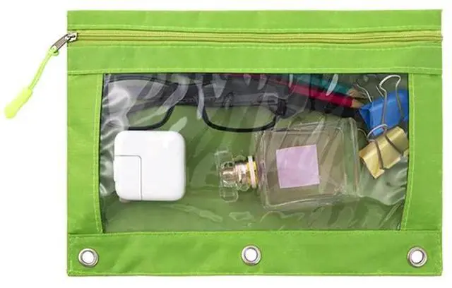 Alt view image 3 of 3 - 14PCS Binder Pencil Pouch With Zipper Pulls,For School, Office, Pencil Case Enforced 3 Ring