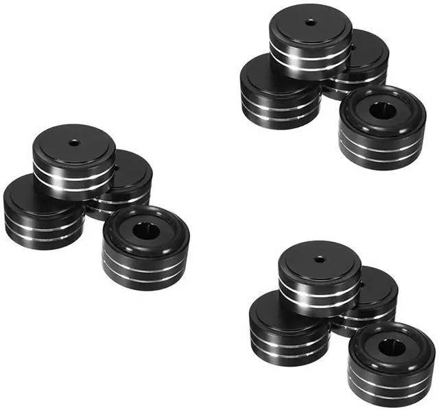Alt view image 3 of 3 - 12Pcs 40X20mm Aluminum HIFI AMP Speaker Isolation Stand Turntable DAC Feet Pad (Black)
