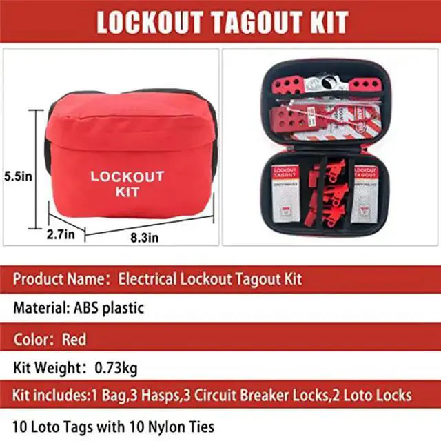 Alt view image 3 of 3 - 1 Pair Electrical Lockout Tagout Kit Red For Great Addition To Machinery, Electrical Equipment, Industrial Work, And More.