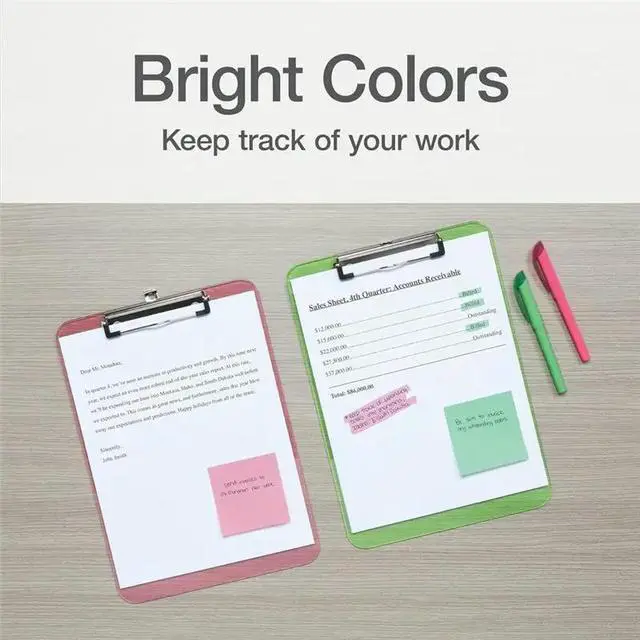 Alt view image 2 of 3 - Plastic Clipboards, l Clip With Plastic Corners, Writing Surface With Hanging Loop, 12.5Inch X 9Inch, 6 Pack