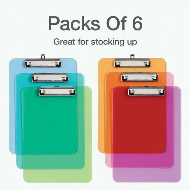 Alt view image 3 of 3 - Plastic Clipboards, l Clip With Plastic Corners, Writing Surface With Hanging Loop, 12.5Inch X 9Inch, 6 Pack