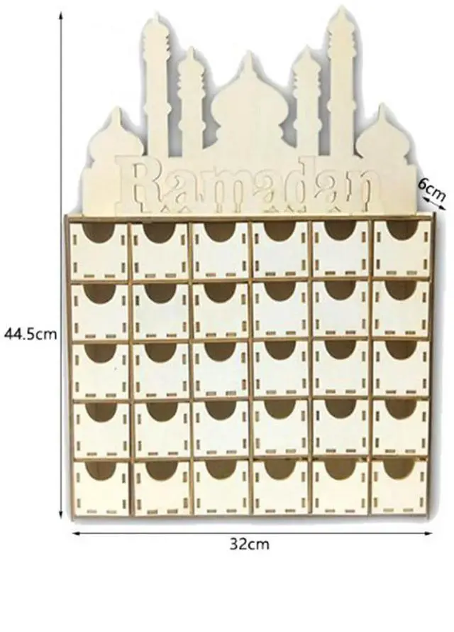 Main image of 2X Wooden Eid Ramadan Mubarak Advent Calendar Muslim Islamic Eid Decorationss Ornament Party Supplies