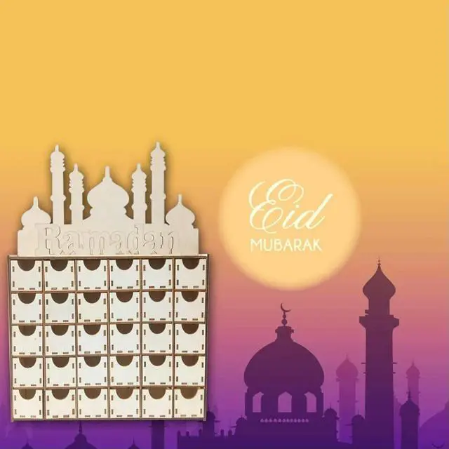 Alt view image 3 of 3 - 2X Wooden Eid Ramadan Mubarak Advent Calendar Muslim Islamic Eid Decorationss Ornament Party Supplies