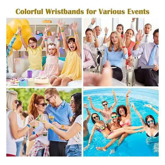 Alt view image 3 of 3 - 3600 PCS Neon Colored Wristbands For Events, Synthetic Paper Waterproof Lightweight Activity Identification Wristbands