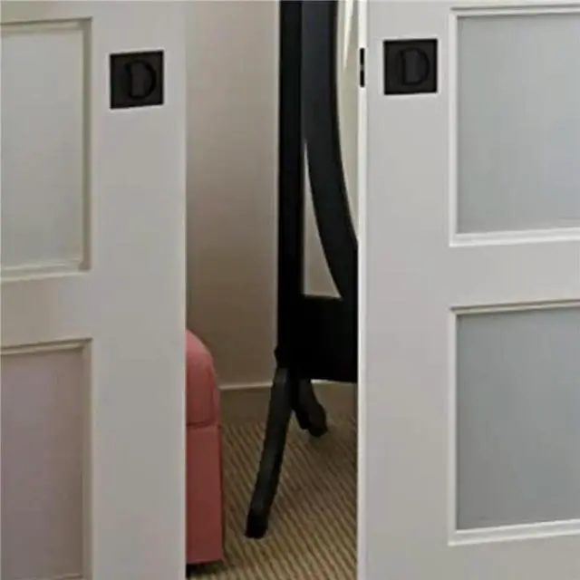 Alt view image 2 of 3 - 4X Pocket Door Lock, Matte Black Contemporary Privacy Square Pocket Door Hardware, Black Sliding Pocket Door Lock