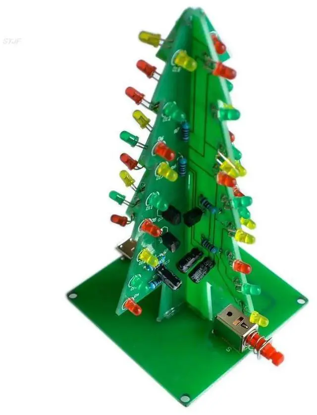 Alt view image 5 of 6 - Three-Dimensional 3D Christmas Tree LED DIY Kit Red/Green/Yellow LED Flash Circuit Kit Electronic Fun Suite