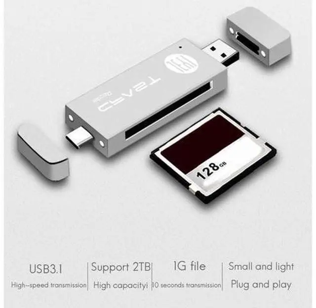 Alt view image 4 of 4 - JEYI CFast Card Reader SLR Camera Memory Card Video Camera All Aluminum Dual Interface Card Reader