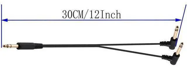 Alt view image 2 of 7 - 6.35mm to 2 * 6.35 Audio Y Splitter Cable,Gold Plated 90 Degree 1/4 Inch 6.35mm Male TRS Stereo to 2(Dual) 6.35mm 1/4 Inch Male TS Mono Right Angle Y Splitter Audio Cable(30CM/12Inch)