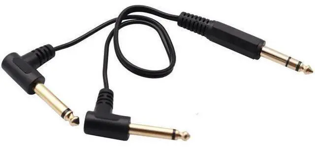Alt view image 6 of 7 - 6.35mm to 2 * 6.35 Audio Y Splitter Cable,Gold Plated 90 Degree 1/4 Inch 6.35mm Male TRS Stereo to 2(Dual) 6.35mm 1/4 Inch Male TS Mono Right Angle Y Splitter Audio Cable(30CM/12Inch)