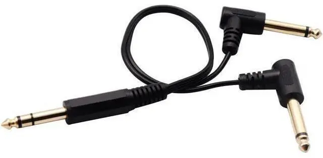 Alt view image 7 of 7 - 6.35mm to 2 * 6.35 Audio Y Splitter Cable,Gold Plated 90 Degree 1/4 Inch 6.35mm Male TRS Stereo to 2(Dual) 6.35mm 1/4 Inch Male TS Mono Right Angle Y Splitter Audio Cable(30CM/12Inch)