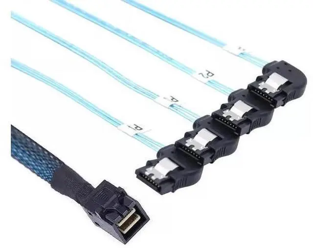 Main image of Mini SAS HD SFF-8643 to 4 Ports Right Angle SATA Server Connections Cable 100CM