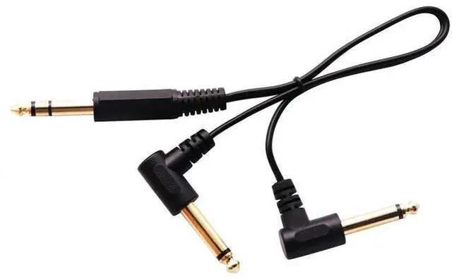 Alt view image 5 of 7 - 6.35mm to 2 * 6.35 Audio Y Splitter Cable,Gold Plated 90 Degree 1/4 Inch 6.35mm Male TRS Stereo to 2(Dual) 6.35mm 1/4 Inch Male TS Mono Right Angle Y Splitter Audio Cable(30CM/12Inch)